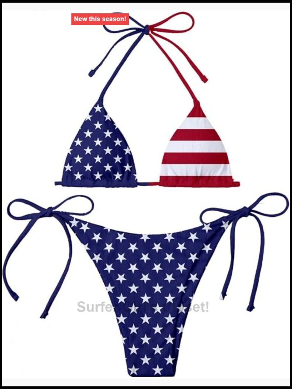 Women's USA Flag Bikini Set High Waist Tummy Control Swimwear